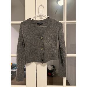 Quince Gray Cardigan Sweater Womens Medium Button  Soft Knit Minimalist Classic